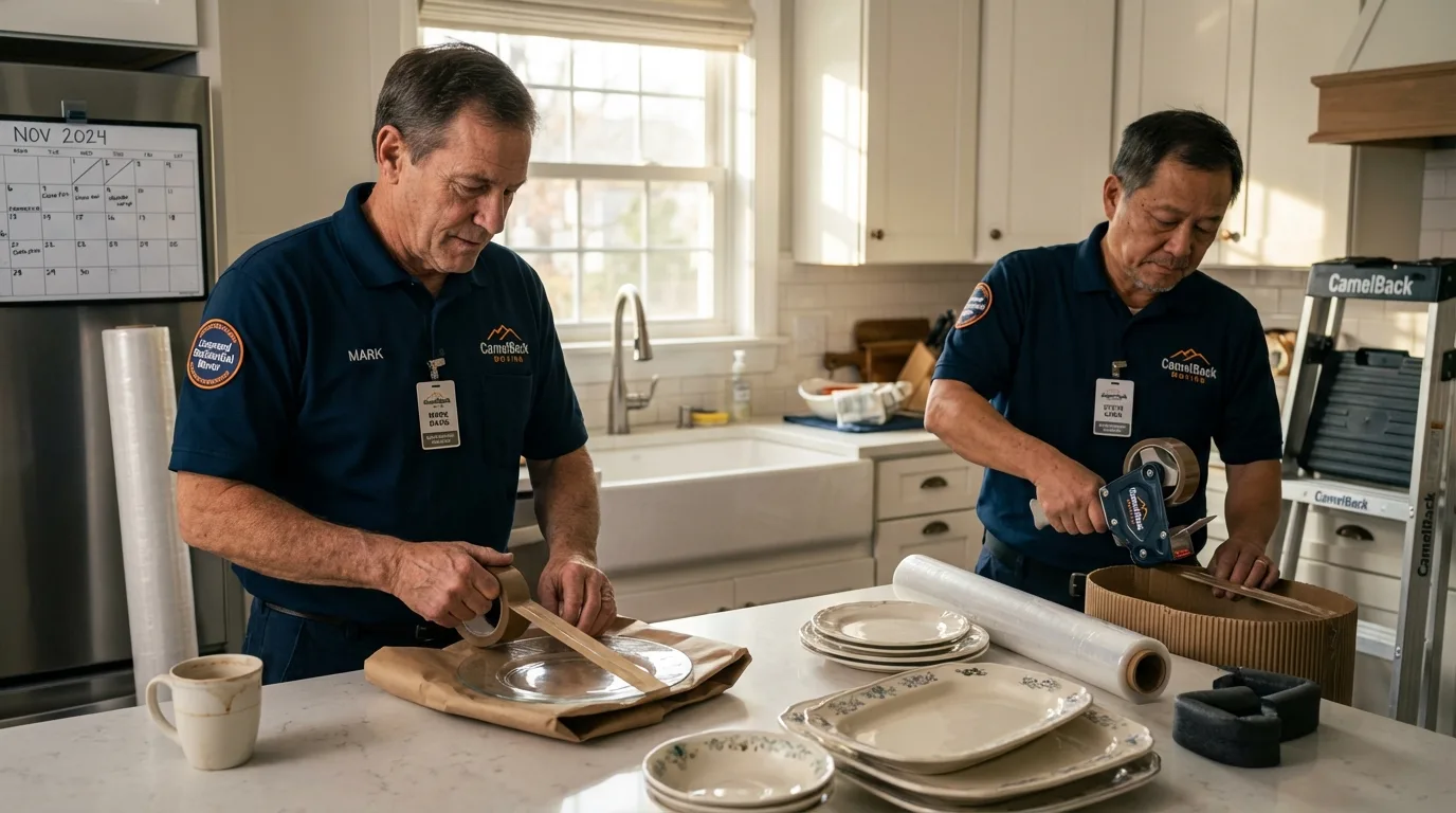 Professional crew packing kitchen dishware in Santa Paula, CA